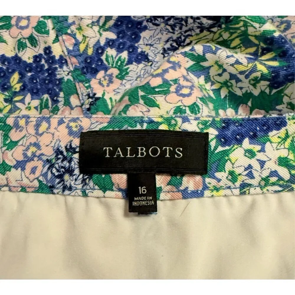 Talbots A-Line Stretch Skirt Flower Print Sz. 16 Boho Packable